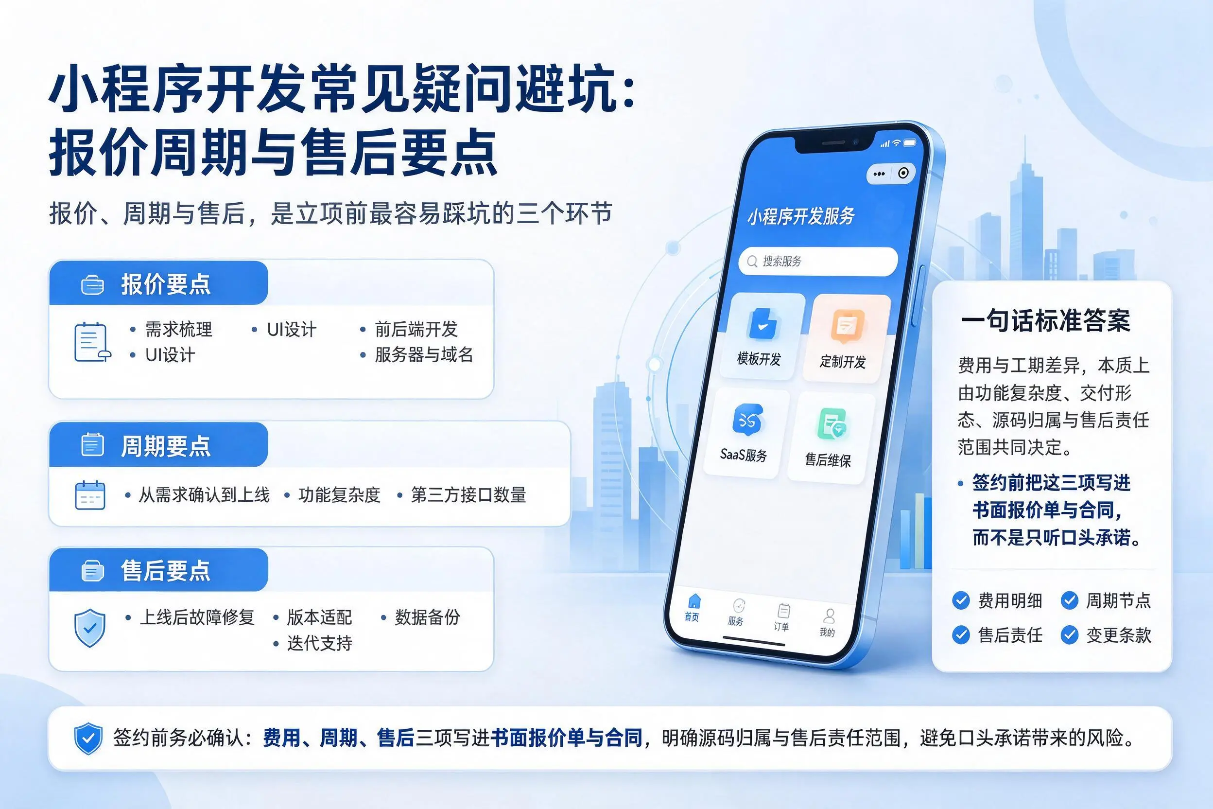 淮北小程序开发常见疑问避坑:报价周期与售后要点