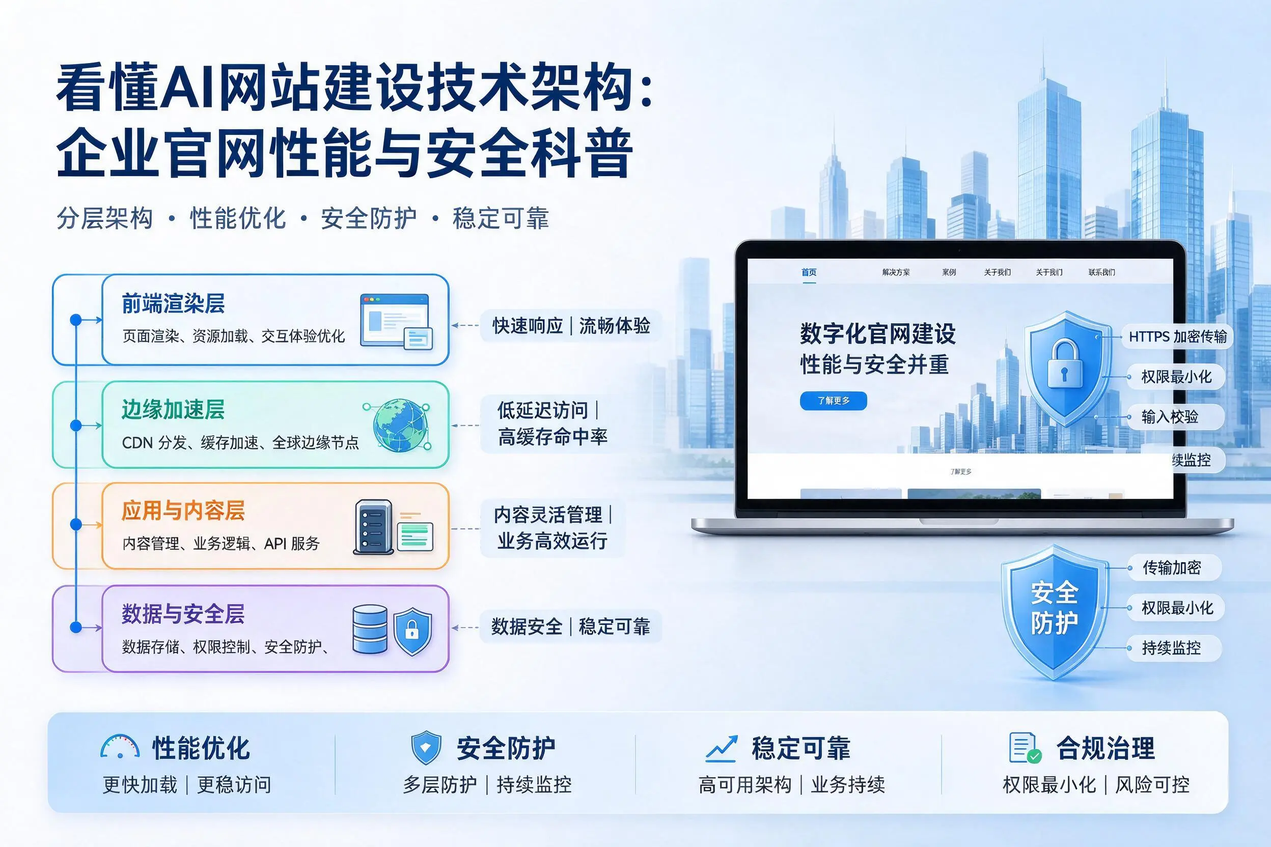 看懂AI网站建设技术架构：淮北企业官网性能与安全科普
